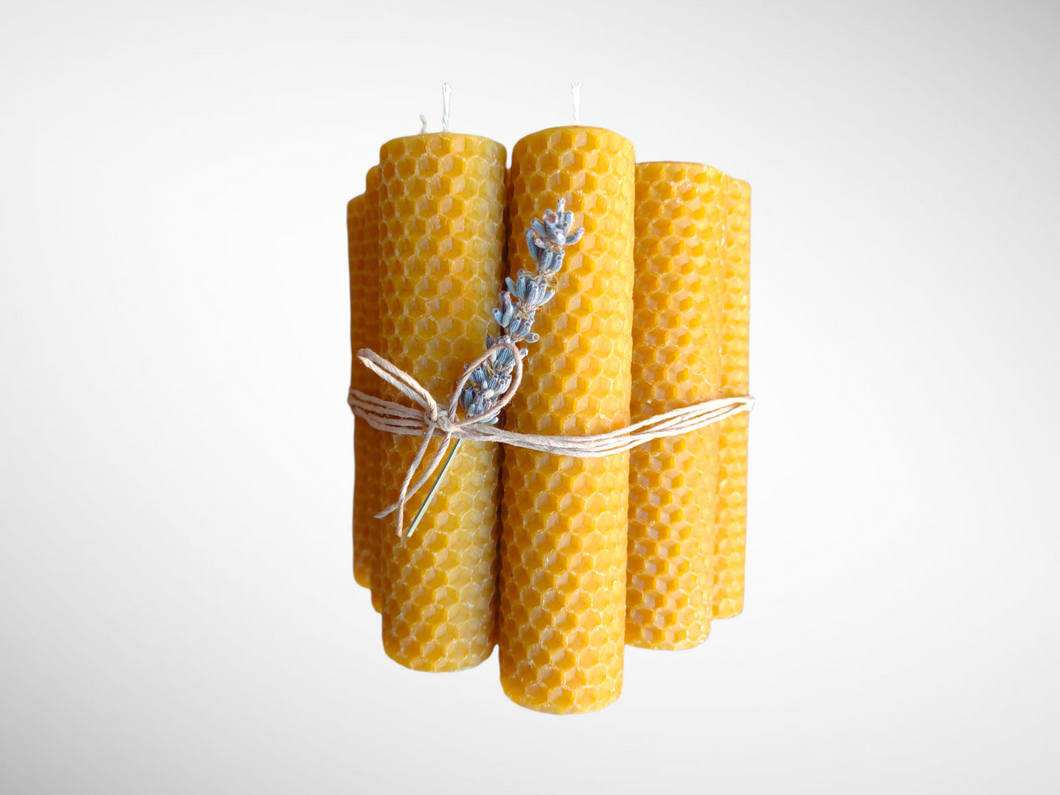 10L - Pack 10 espelmes cera verge d'abella L làmina panal ciri 3,5x26cm