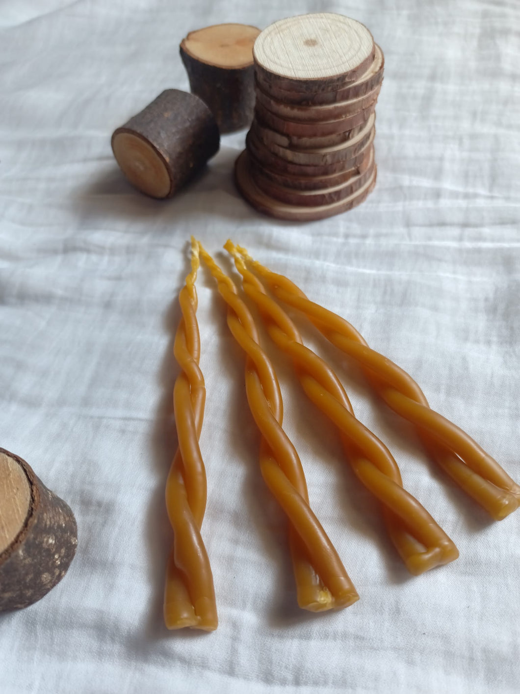 CANDELA TRENADA - Candela trenzada doble vela velas cera virgen de abeja candela hecho a mano 1x6,5cm